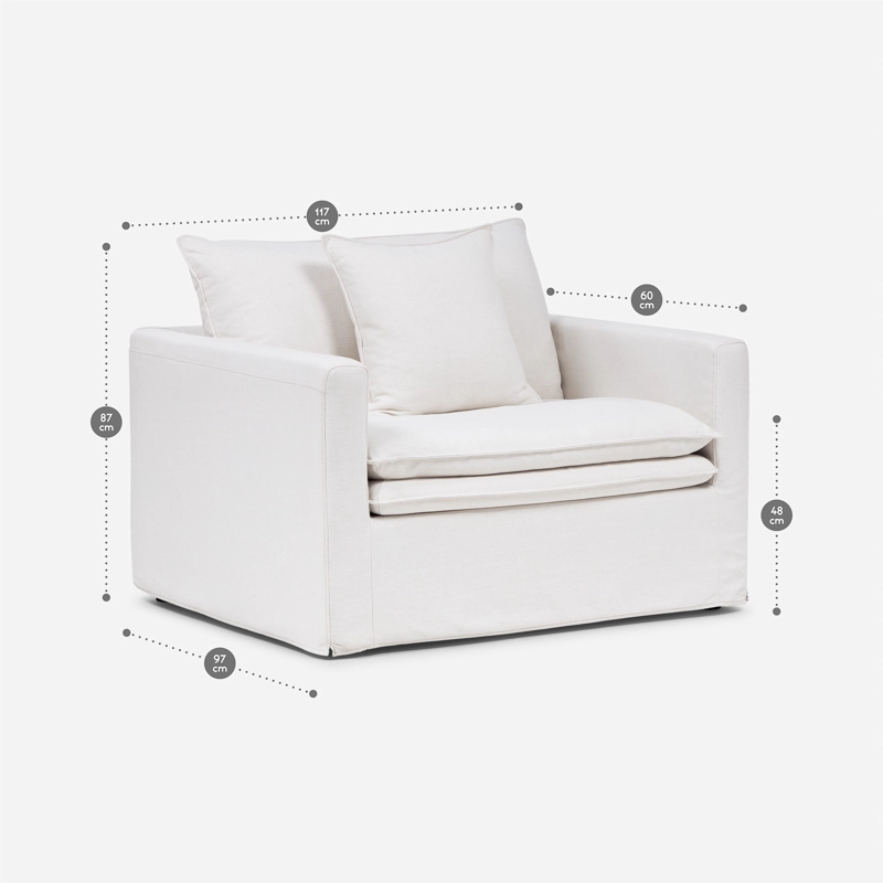 SILLON GABON 1 CUERPO TELA MARFIL - 2