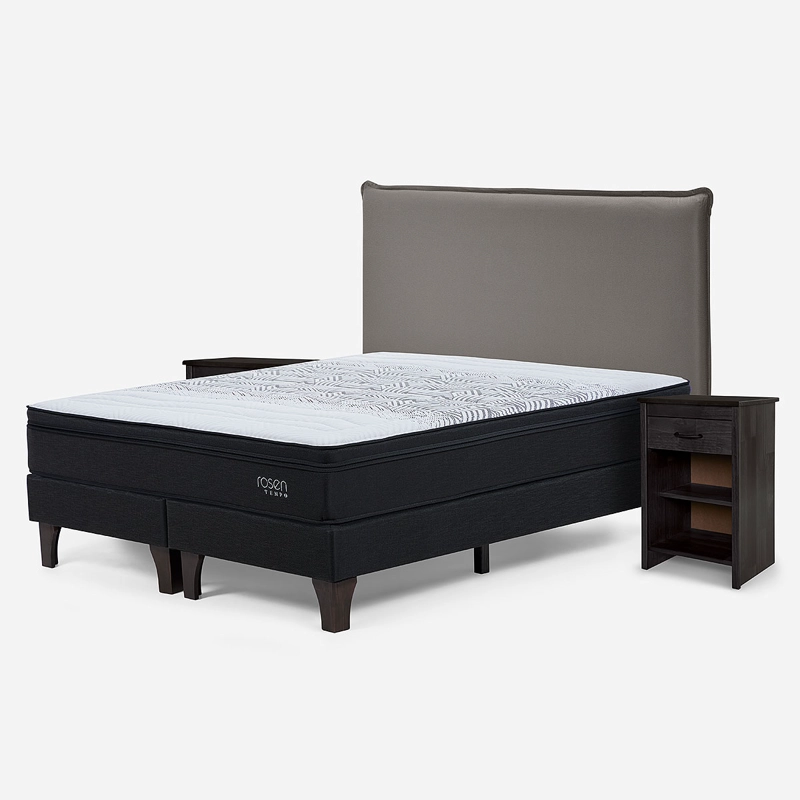 CAMA EUROPEA TEMPO KING + MUEBLES MAURICE GRIS - 2