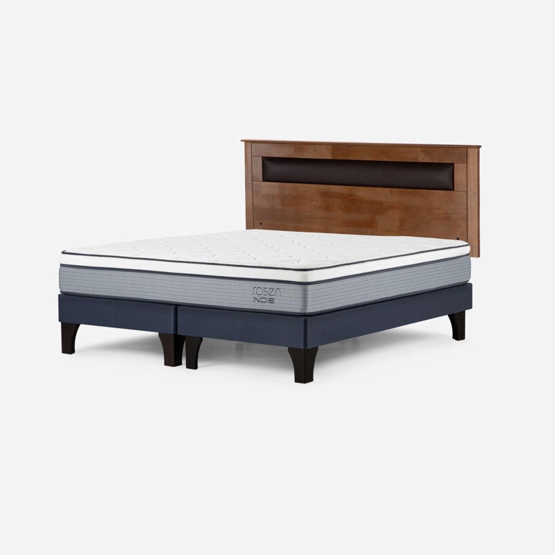 CAMA INDIE KING PATA MADERA BASE DIVIDIDA + RESPALDO FERRARA - 3