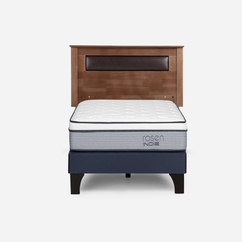 CAMA INDIE 1,5 PLAZAS PATA MADERA + RESPALDO FERRARA - 1