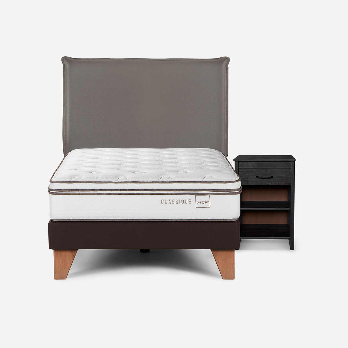 CAMA CLASSIQUE+ 1,5 PLAZAS + MUEBLES MAURICE GRAFITO - 1