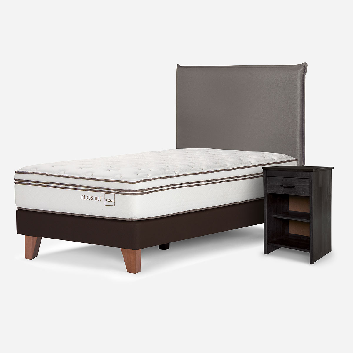 CAMA CLASSIQUE+ 1,5 PLAZAS + MUEBLES MAURICE GRAFITO - 2