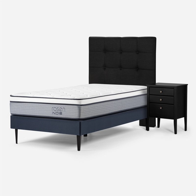 CAMA EUROPEA ROSEN INDIE 1  PLAZA + MUEBLES ISSEY GRAFITO - 6
