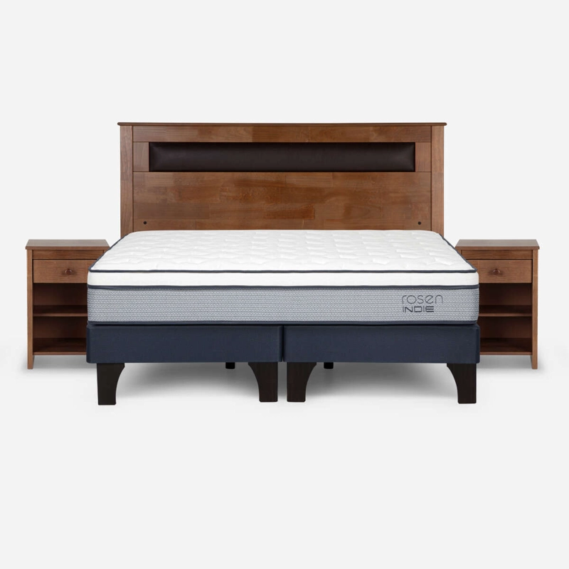 CAMA INDIE KING PATA MADERA BASE DIVIDIDA + MUEBLES FERRARA - 1