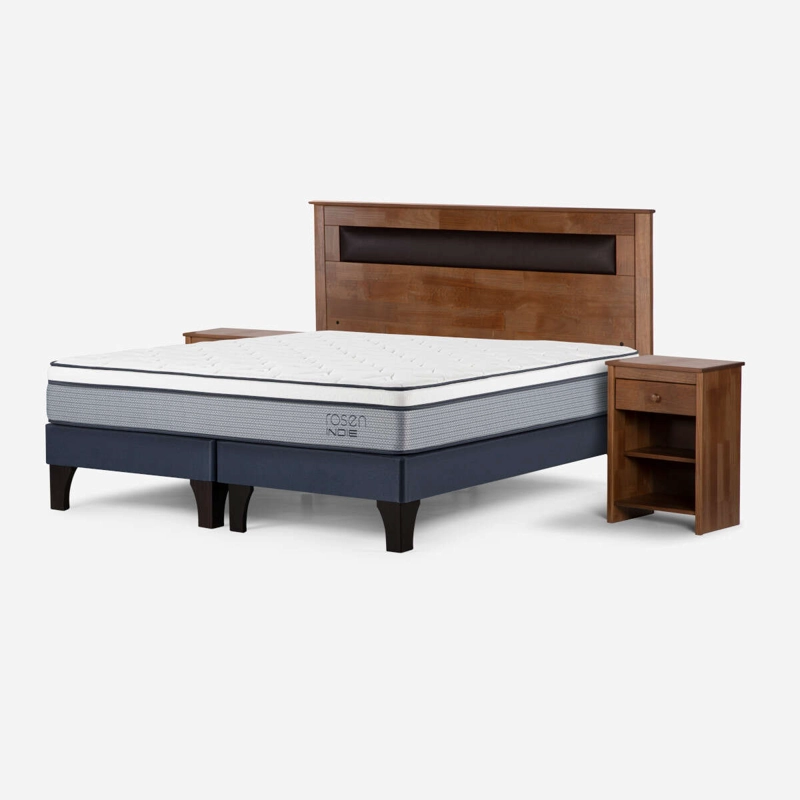 CAMA INDIE KING PATA MADERA BASE DIVIDIDA + MUEBLES FERRARA - 2