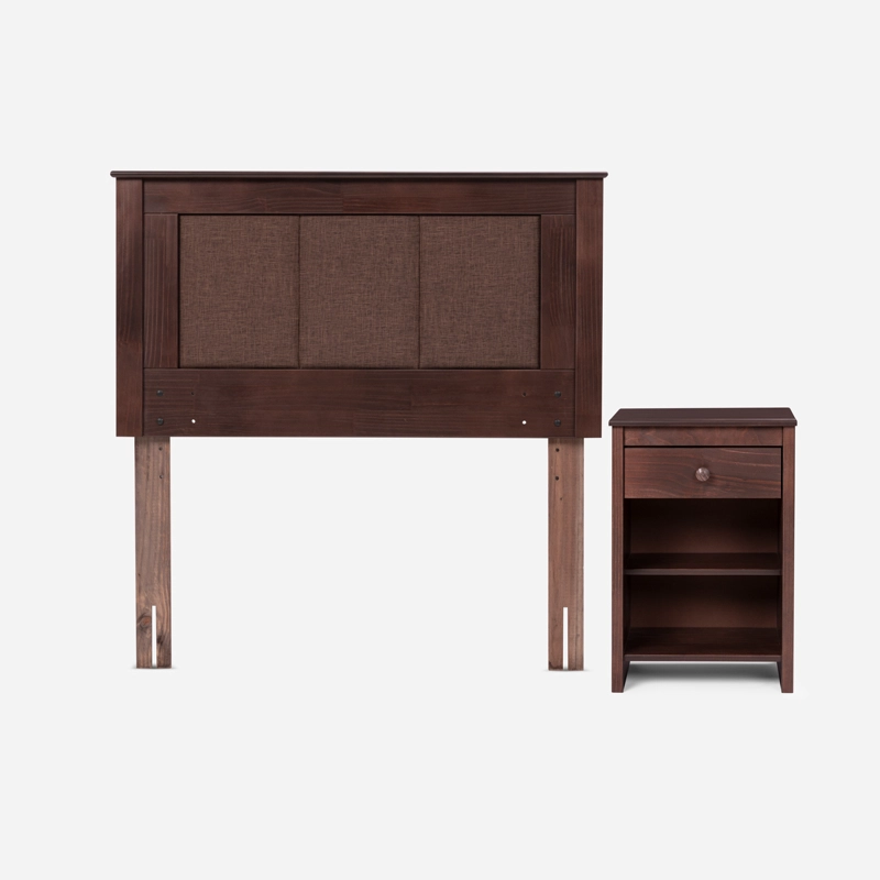 SET RESPALDO + VELADOR ROSEN RACHEL MADERA 1,5 PLAZAS - 1