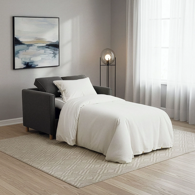SOFA CAMA LIDO 1,5 CUERPOS TELA GRIS - 2