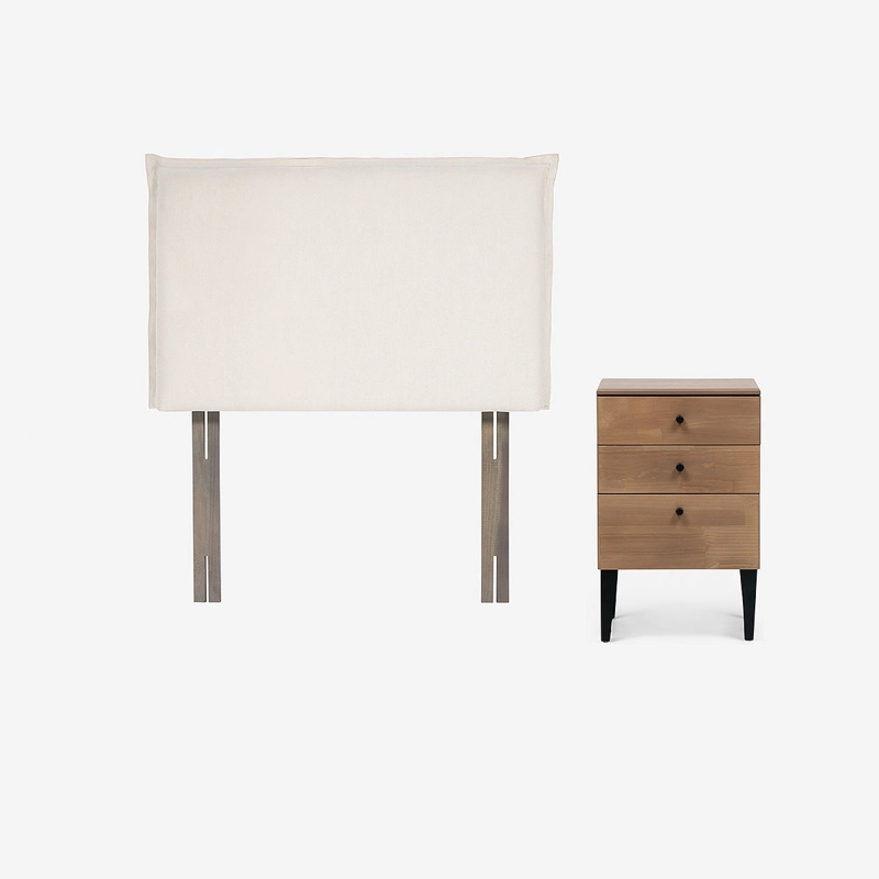 SET DE MUEBLES RESPALDO MAURA 1.5 PLAZAS + VELADOR PAUL - 1
