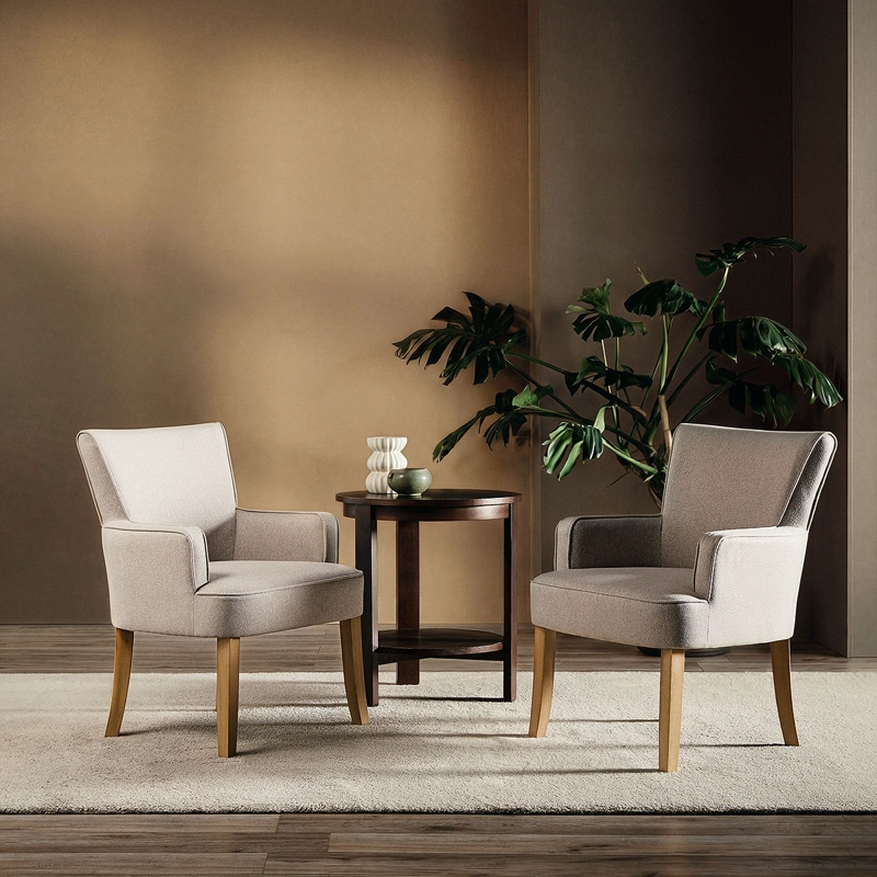 SET 2 POLTRONAS EMILY II TELA TAUPE - 3