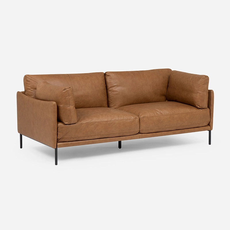 SOFA THAMOVA 3 CUERPOS CUERO COLOR CAFE - 1
