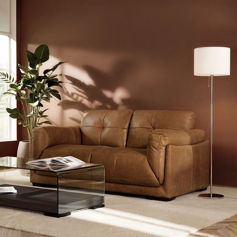 SOFA PLAT 2.5 CUERPOS CUERO TOSTADO - 2