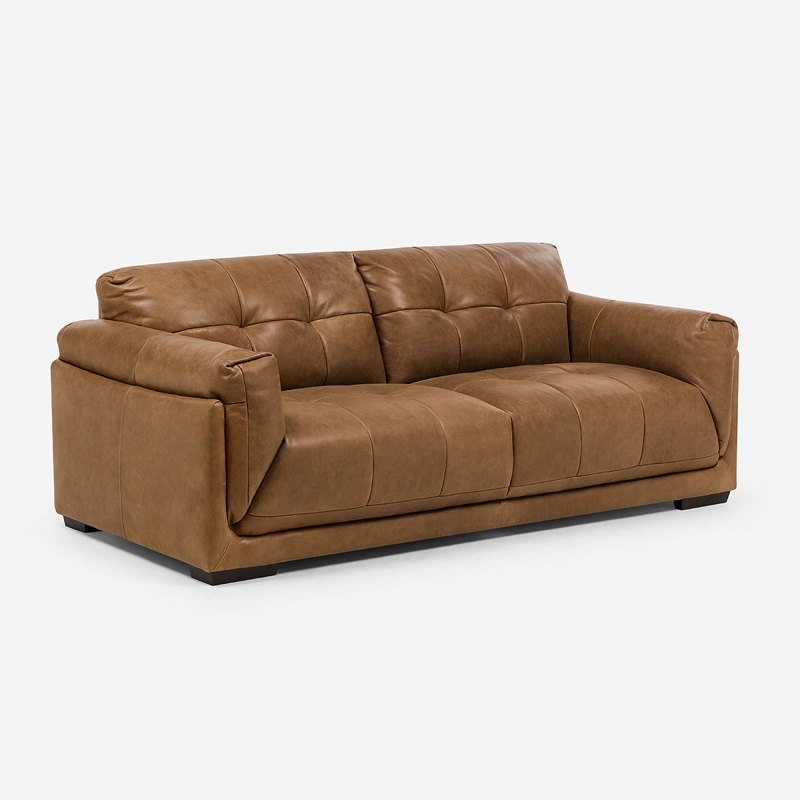 SOFA PLAT 3 CUERPOS CUERO TOSTADO - 1