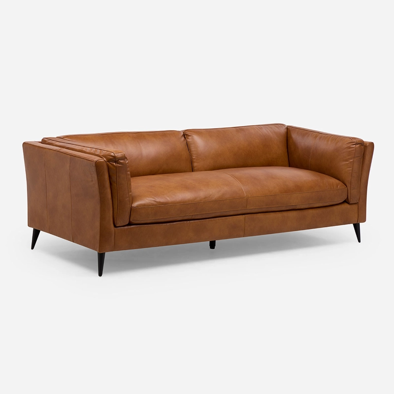 SOFA MALALI 3 CUERPOS CUERO CARAMELO - 2