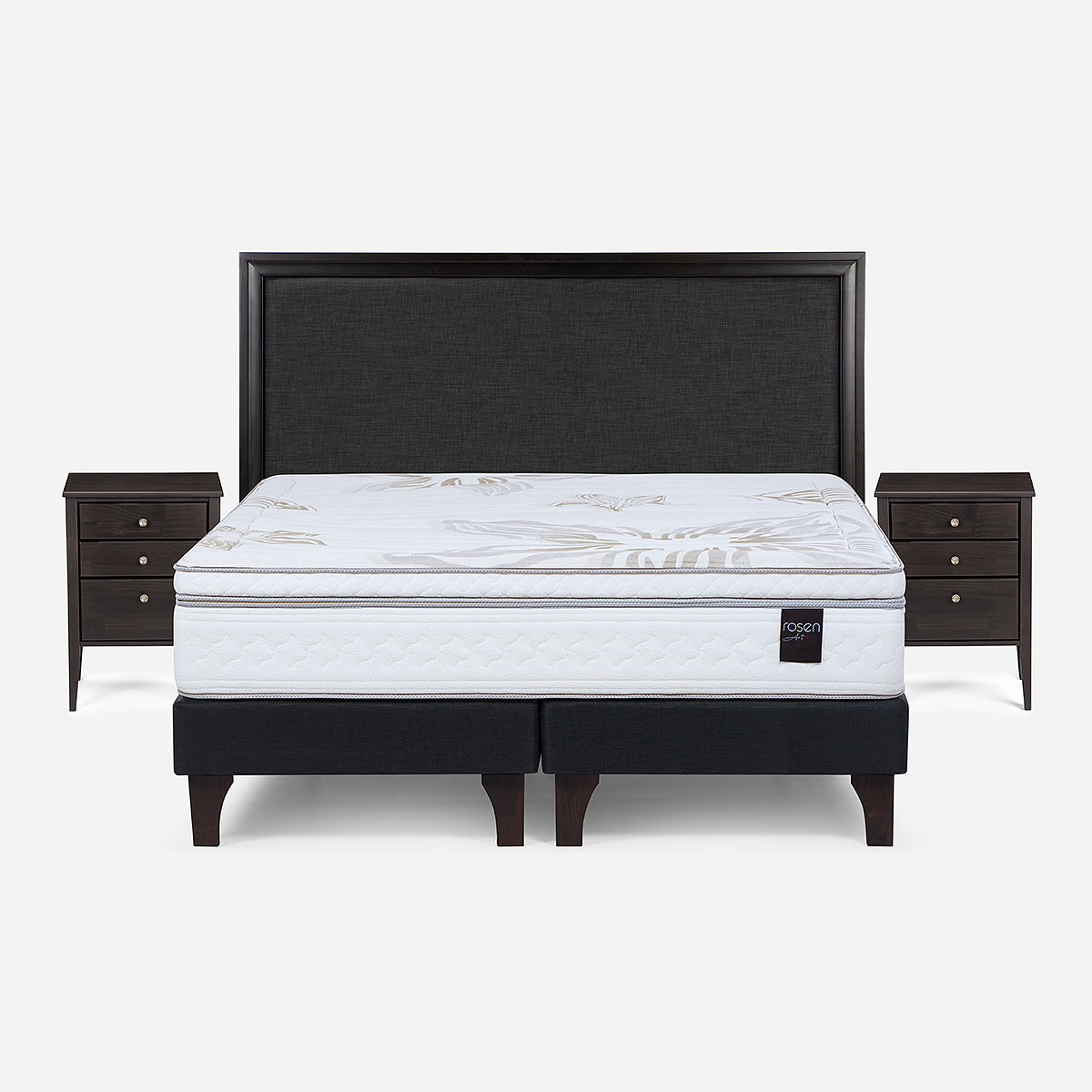 CAMA ART 4 DE 2 PLAZAS + RESPALDO NOLITA Y VELADORES ISSEY - 1