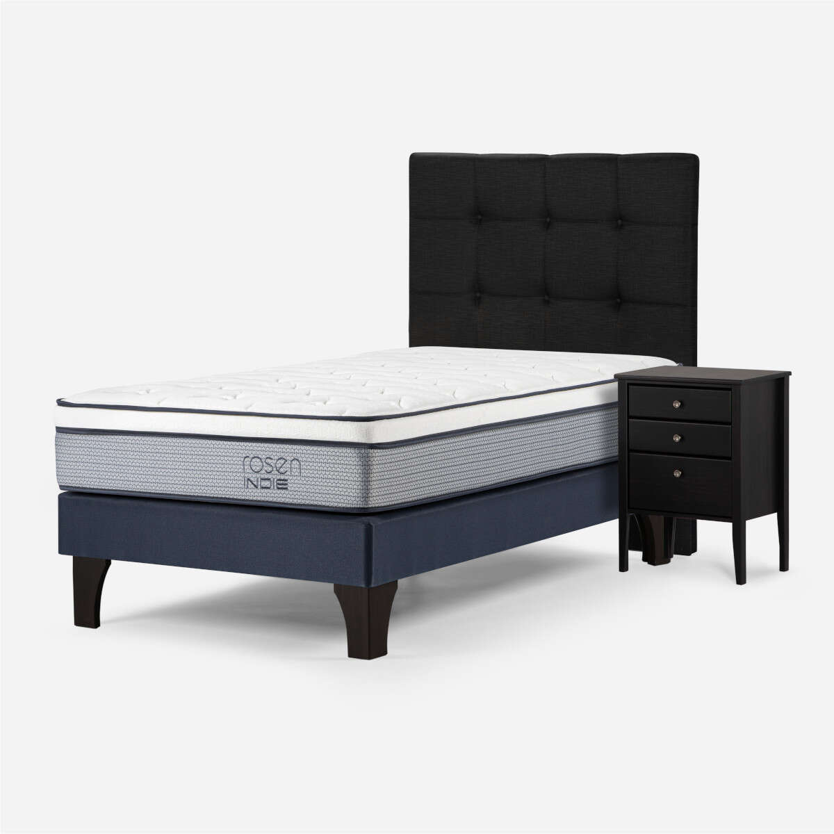 CAMA INDIE 1 PLAZA PATA MAD. +RESPALDO+VELADOR ISSEY GRAFITO - 2