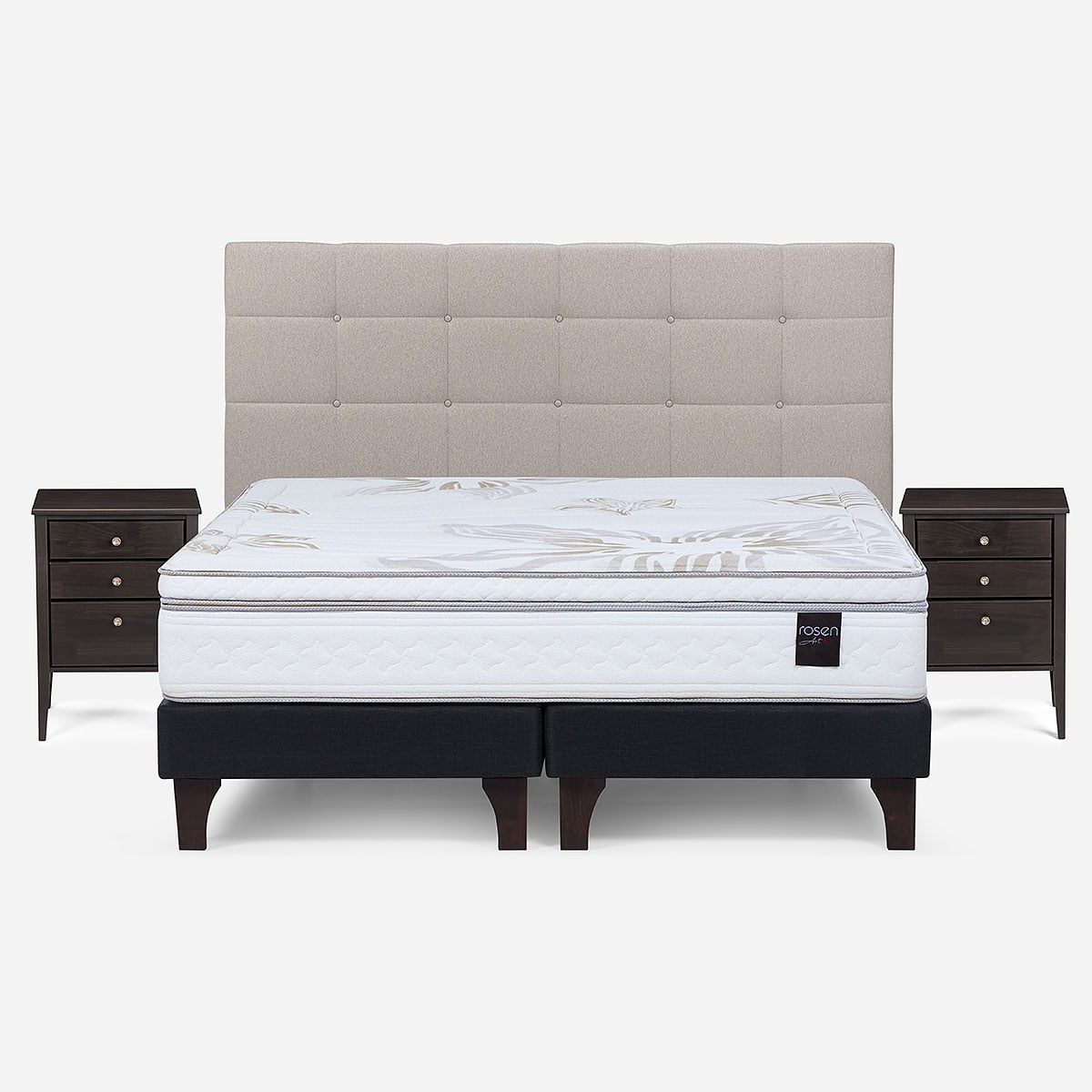 CAMA EUROPEA ROSEN ART 4 SUPER KING + MUEBLES ISSEY NIEBLA - 1
