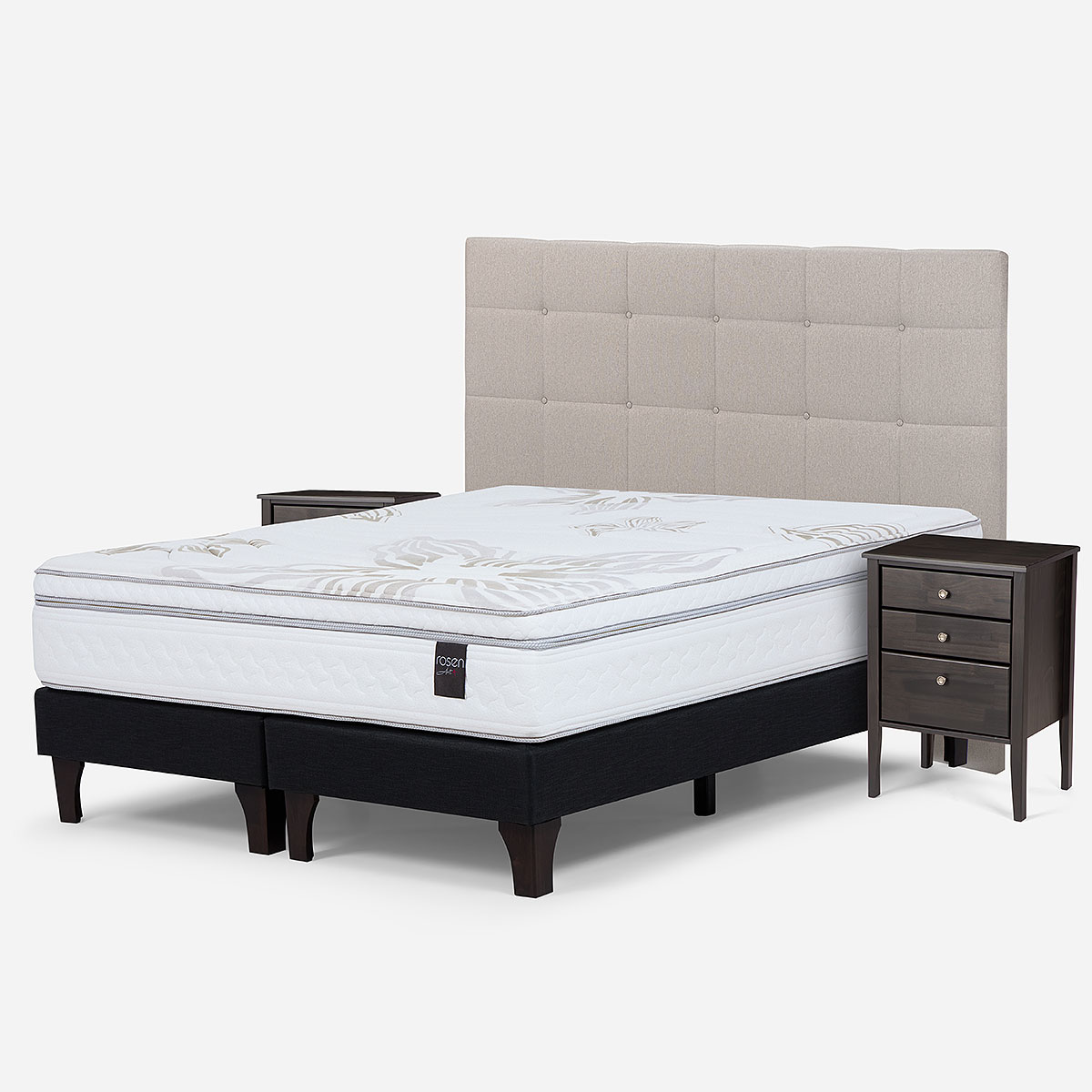 CAMA EUROPEA ROSEN ART 4 SUPER KING + MUEBLES ISSEY NIEBLA - 3