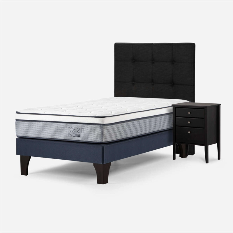 CAMA INDIE 1,5 PLAZAS PATA MADERA + MUEBLES ISSEY GRAFITO - 2