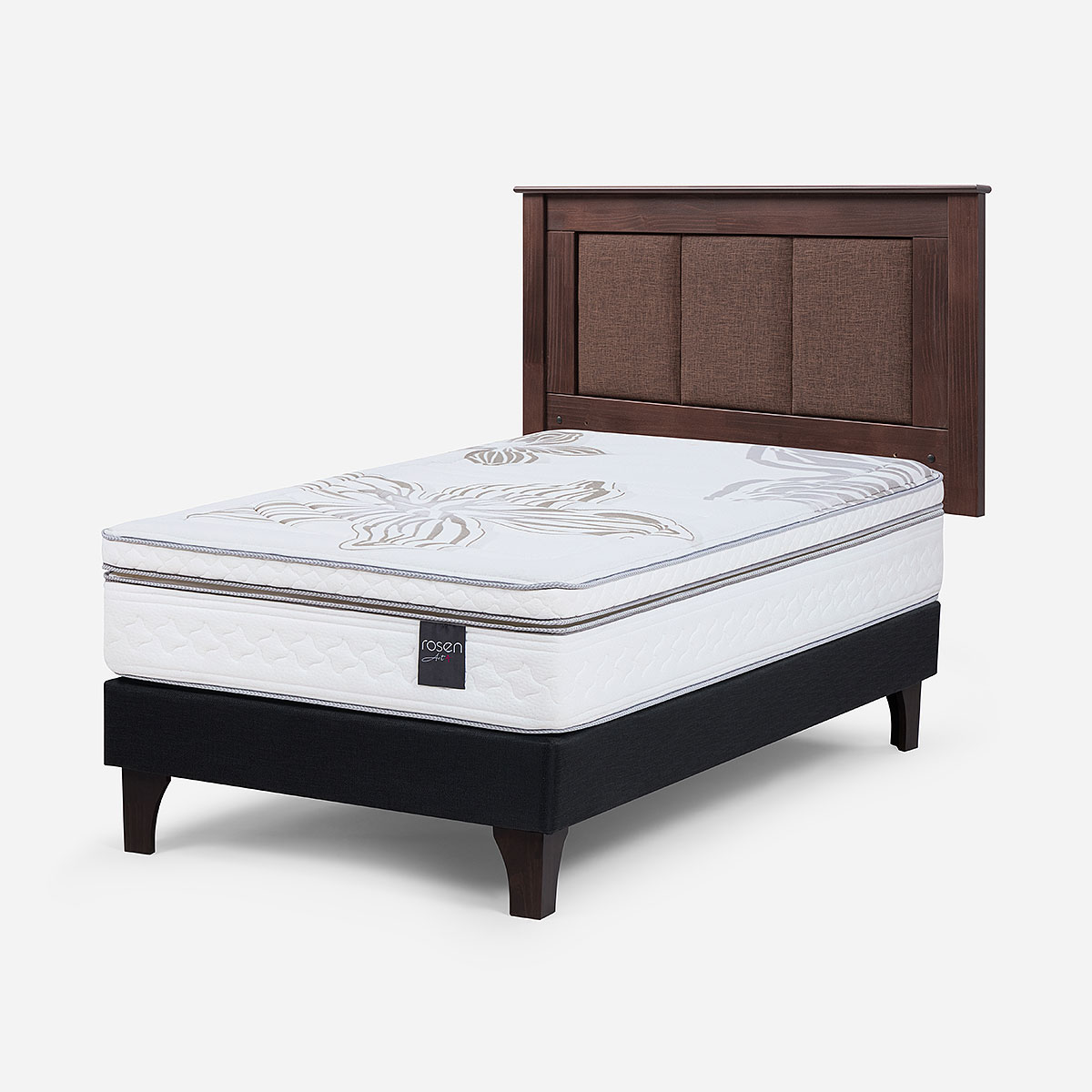 CAMA ROSEN ART 4 1,5 PLAZAS + RESPALDO RACHEL MARRON - 4