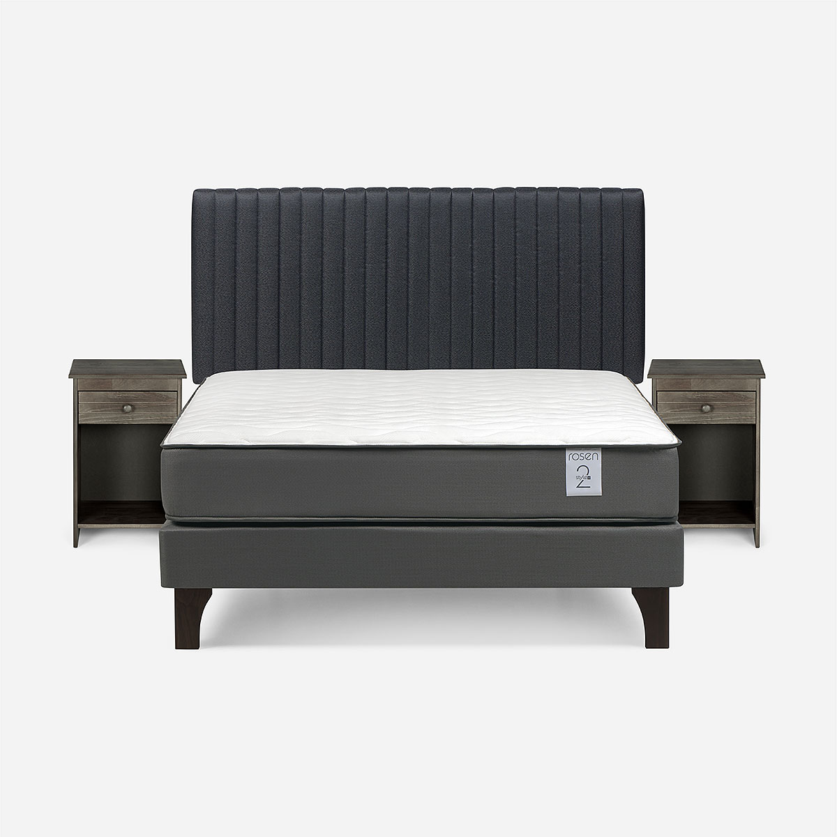 CAMA EUROPEA NEW STYLE 2 PLUS 2 PLAZAS + RESPALDO LUCIO + VELADOR - 1