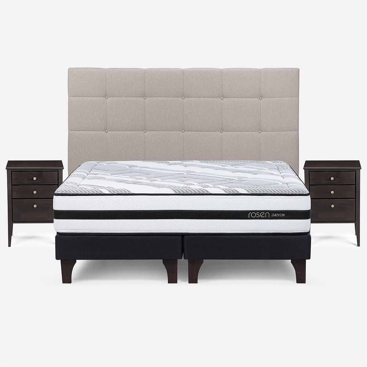 CAMA EUROPEA ROSEN DRIVEN SUPER KING + MUEBLES ISSEY NIEBLA - 1