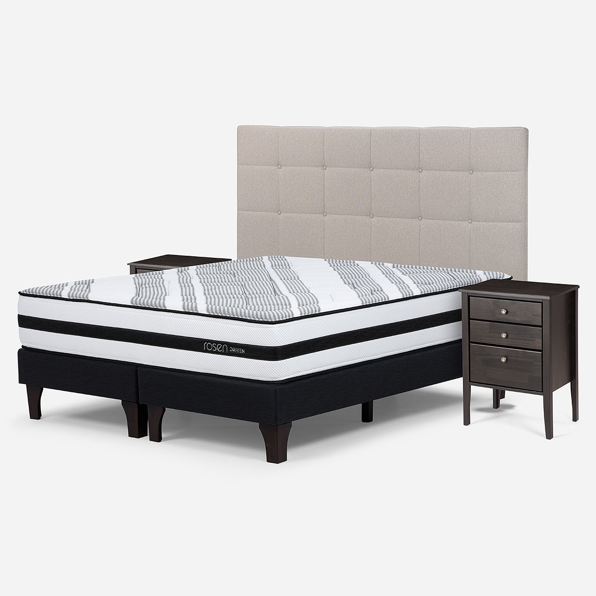 CAMA EUROPEA ROSEN DRIVEN SUPER KING + MUEBLES ISSEY NIEBLA - 2