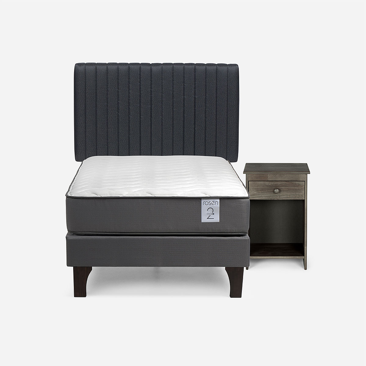 CAMA EUROPEA NEW STYLE 2 PLUS 1 PLAZA+RESPALDO LUCIO+VELADOR - 1