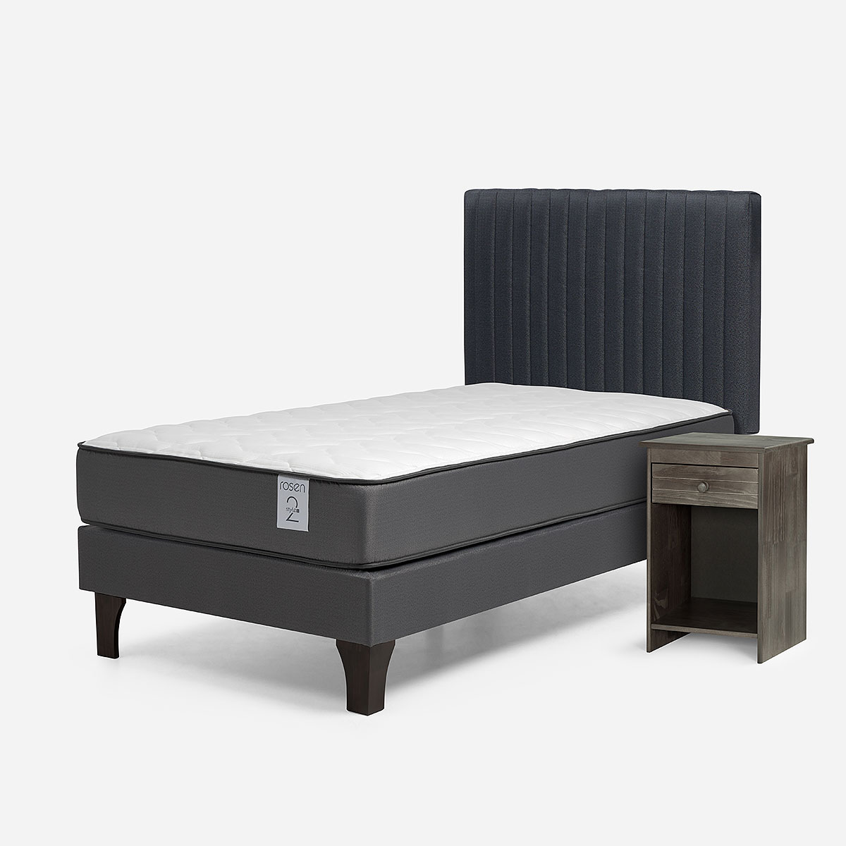 CAMA EUROPEA NEW STYLE 2 PLUS 1 PLAZA+RESPALDO LUCIO+VELADOR - 8