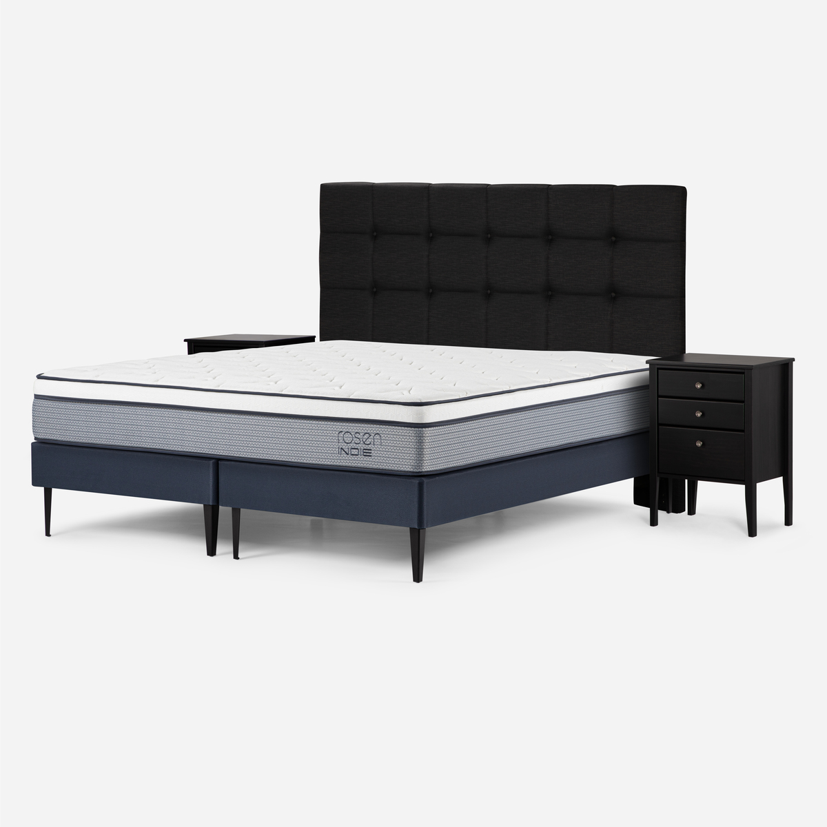 CAMA EUROPEA ROSEN  INDIE KING + MUEBLES ISSEY GRAFITO - 6