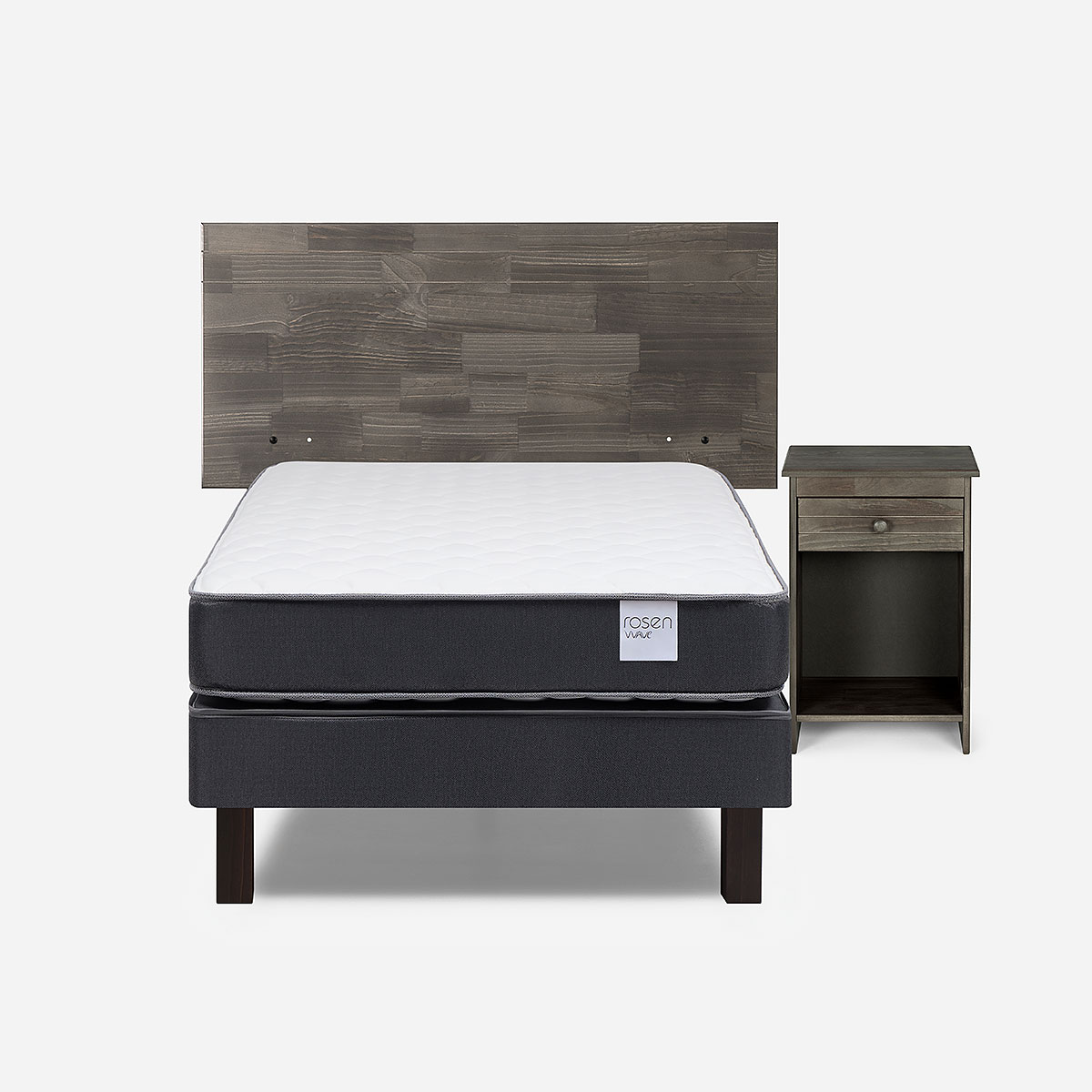CAMA EUROPEA WAVE 1 PLAZA 90X190 CM + MUEBLES TABOR GRAFITO - 1