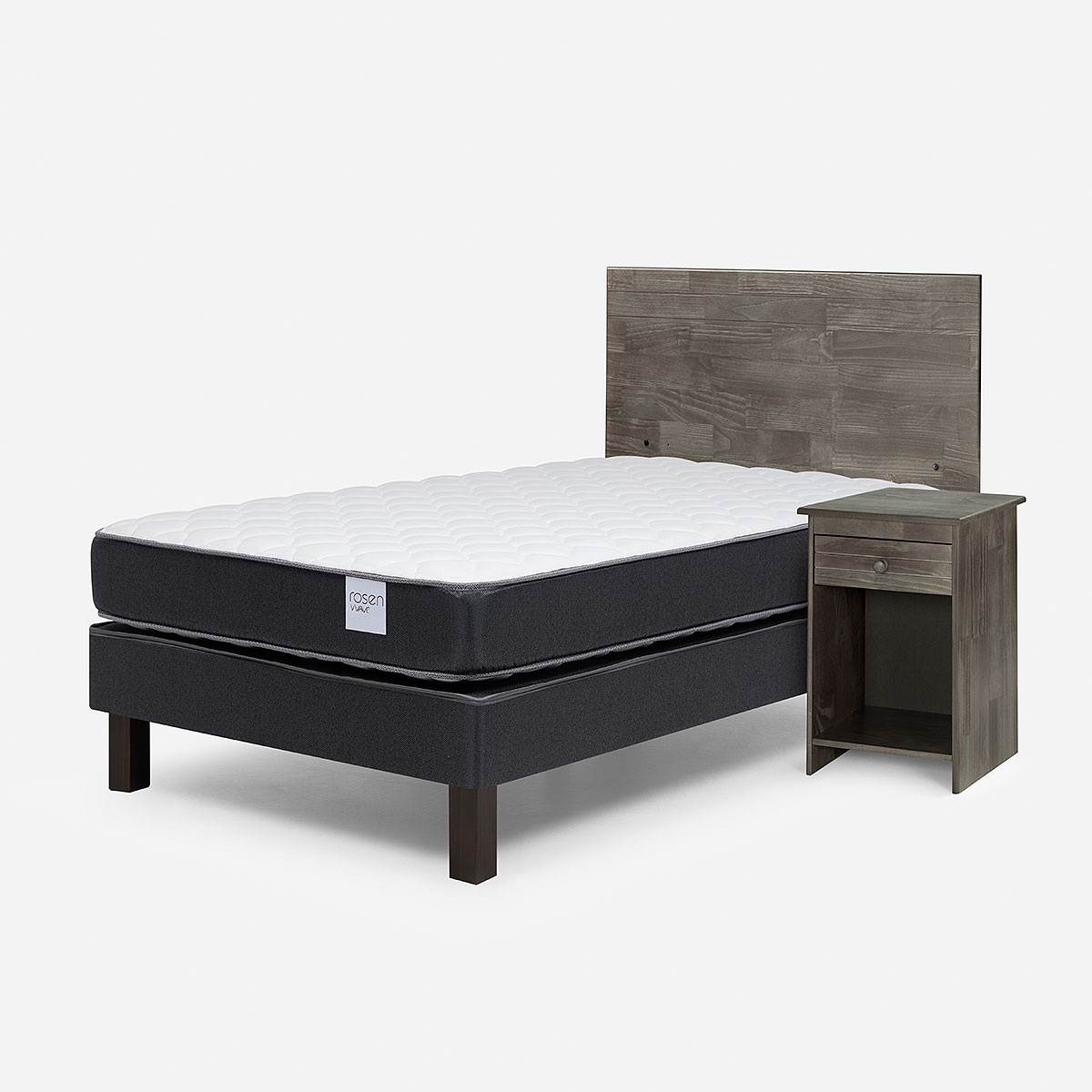 CAMA EUROPEA WAVE 1 PLAZA 90X190 CM + MUEBLES TABOR GRAFITO - 8
