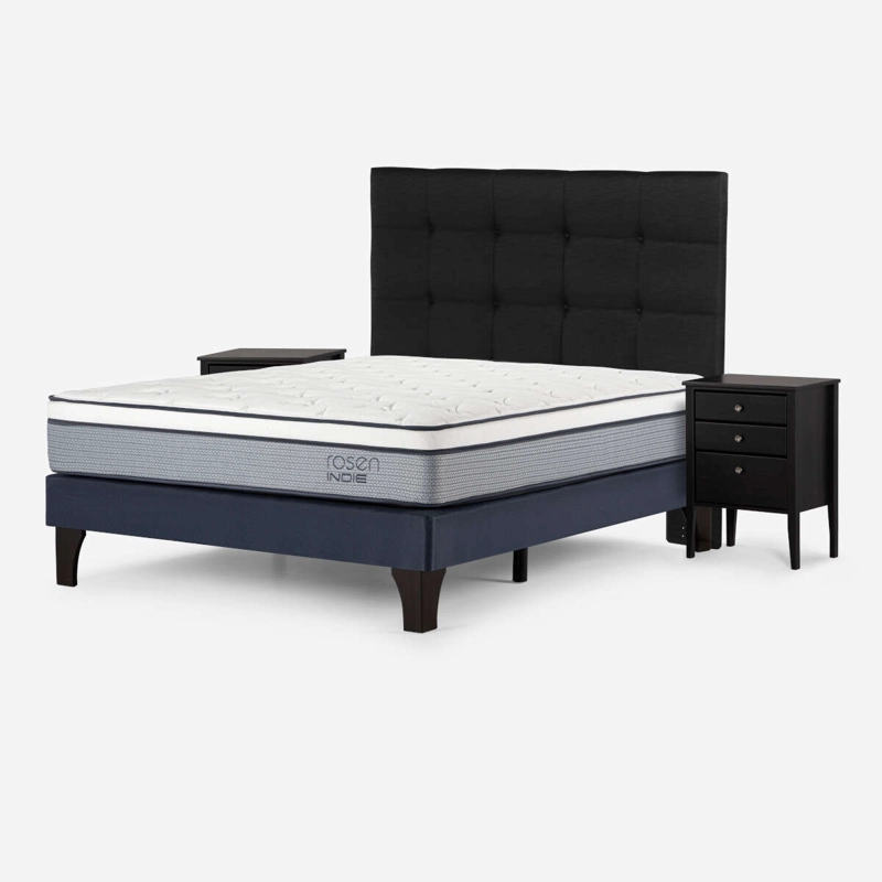 CAMA INDIE 2 PLAZAS PATA MADERA BASE N+MUEBLES ISSEY GRAFITO - 2