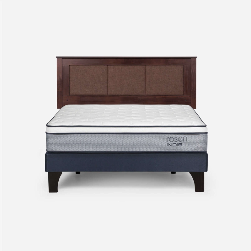 CAMA INDIE 2 PLAZAS PATA MADERA BN + RESPALDO RACHEL - 1