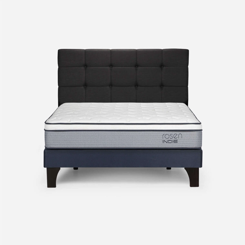 CAMA INDIE 2 PLAZAS PATA MADERA BN + RESPALDO ISSEY GRAFITO - 1
