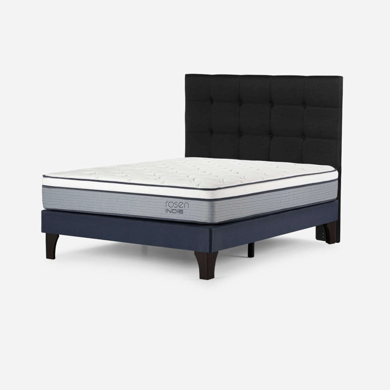 CAMA INDIE 2 PLAZAS PATA MADERA BN + RESPALDO ISSEY GRAFITO - 3