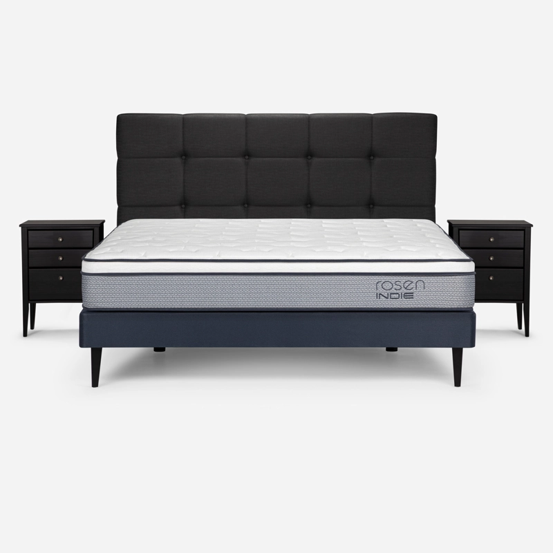 CAMA EUROPEA ROSEN  INDIE 2 PLAZAS + MUEBLES ISSEY GRAFITO - 1