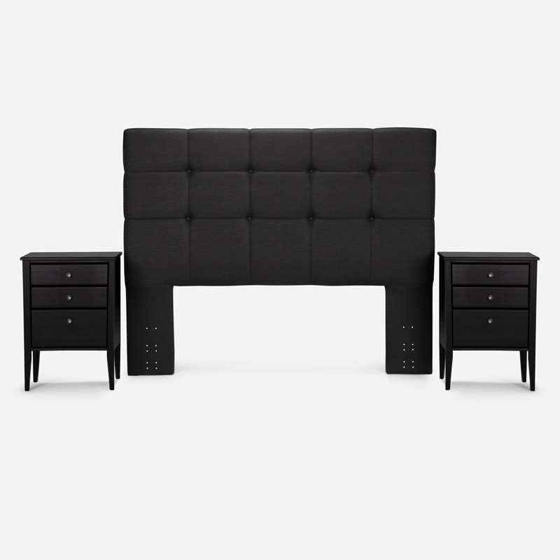 CAMA EUROPEA ROSEN  INDIE 2 PLAZAS + MUEBLES ISSEY GRAFITO - 2