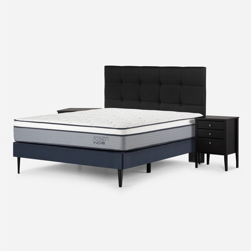 CAMA EUROPEA ROSEN  INDIE 2 PLAZAS + MUEBLES ISSEY GRAFITO - 6