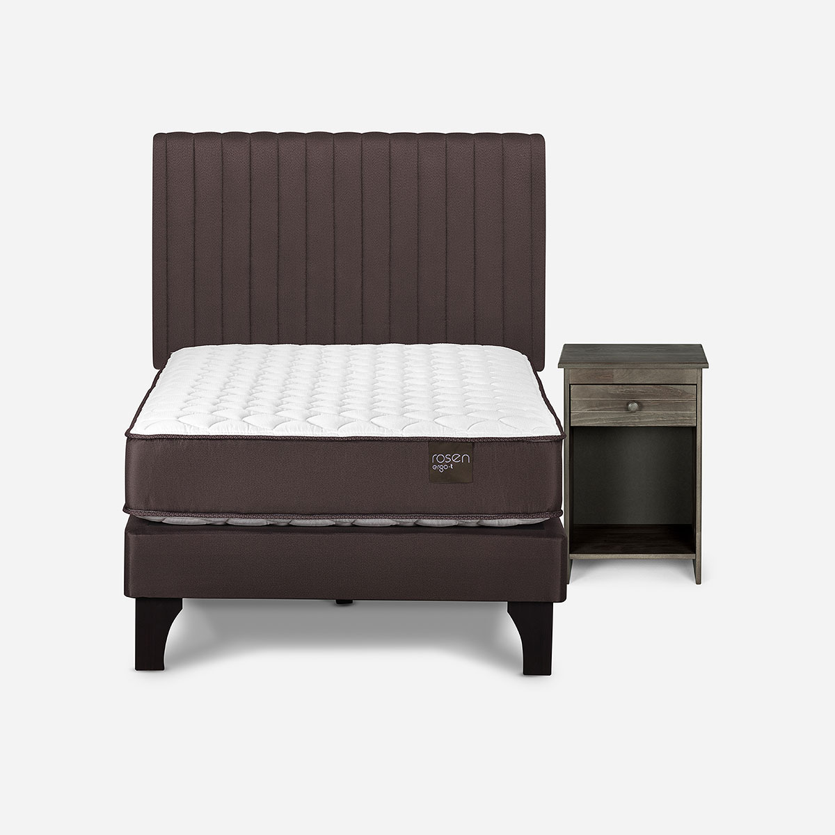 CAMA NEW ERGO T 1 PLAZA + SET DE MUEBLES LUCIO CHOCOLATE - 1