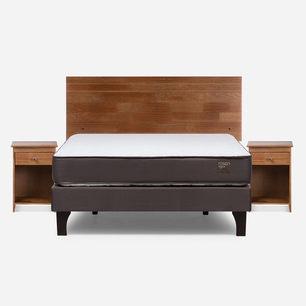 CAMA NEW ERGO T 2 PLAZAS + SET DE MUEBLES TABOR CARAMELO - 1