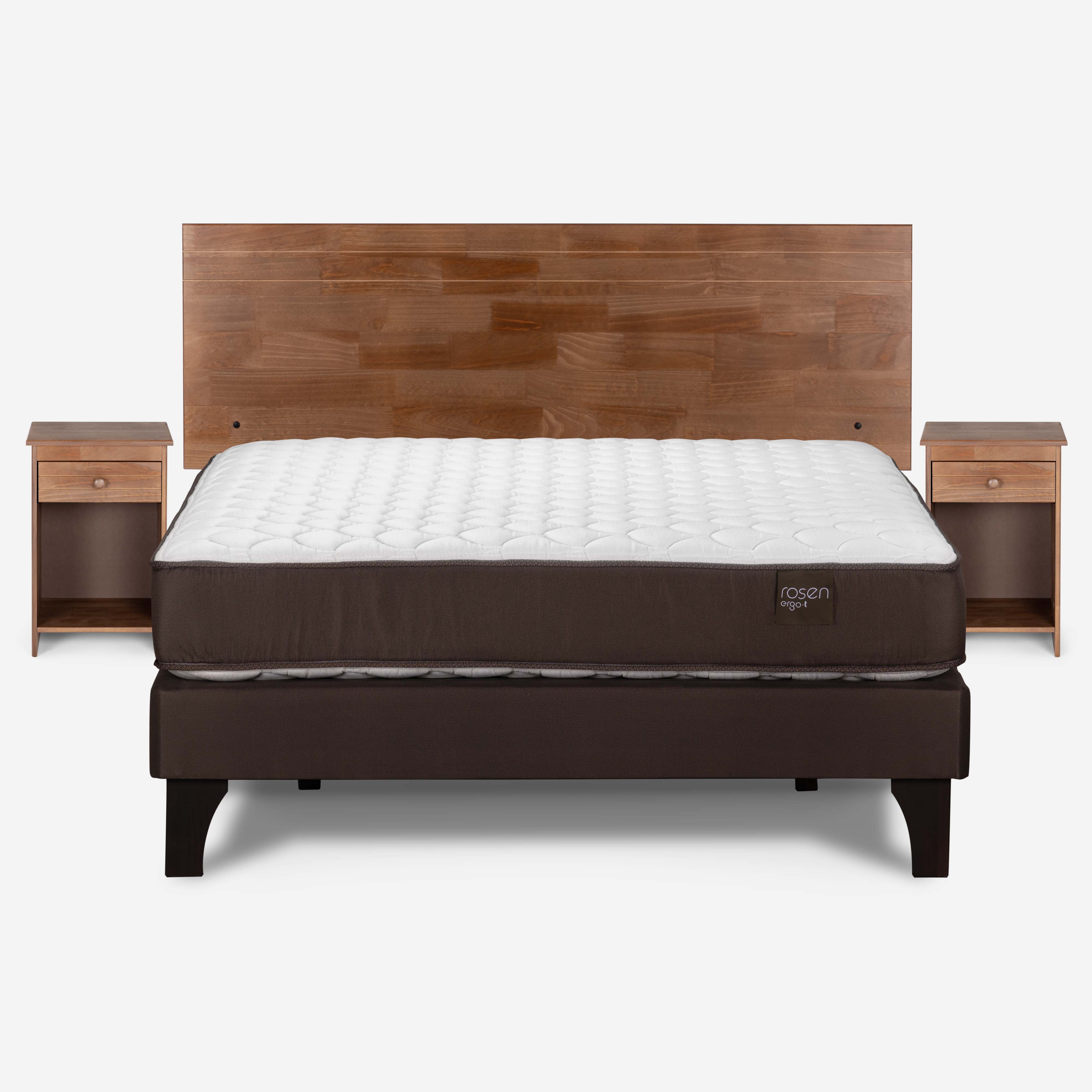 CAMA NEW ERGO T 2 PLAZAS + SET DE MUEBLES TABOR CARAMELO - 2