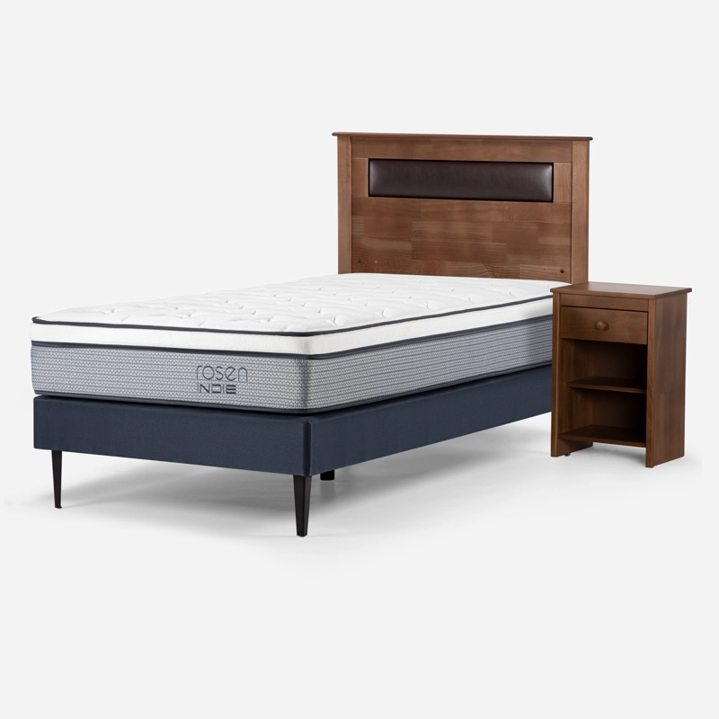 CAMA INDIE 1,5 PLAZAS PATA ACERO + REPALDO + VELADOR FERRARA - 6