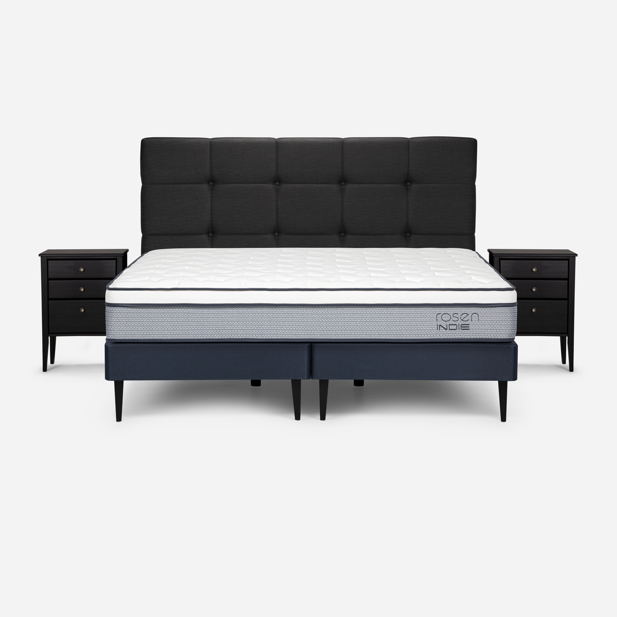 CAMA EUROPEA ROSEN INDIE 2 PLAZAS BD + MUEBLES ISSEY GRAFITO - 1