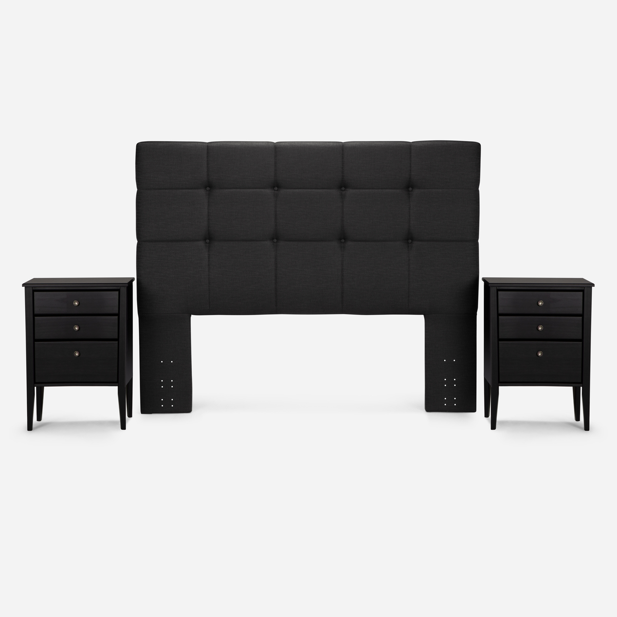 CAMA EUROPEA ROSEN INDIE 2 PLAZAS BD + MUEBLES ISSEY GRAFITO - 2