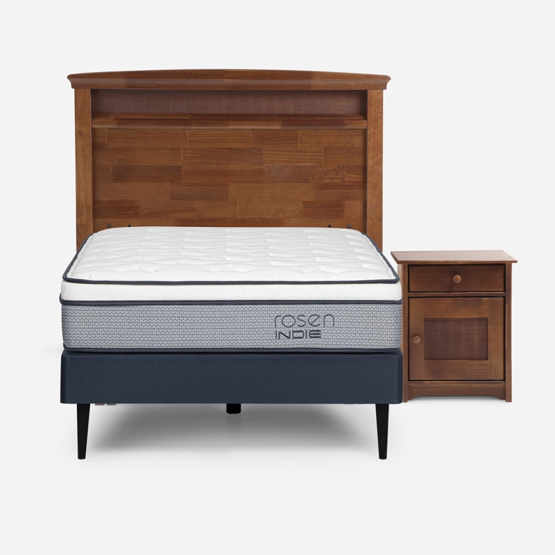 CAMA EUROPEA ROSEN  INDIE 1,5 PLAZAS + MUEBLES VENETO - 1