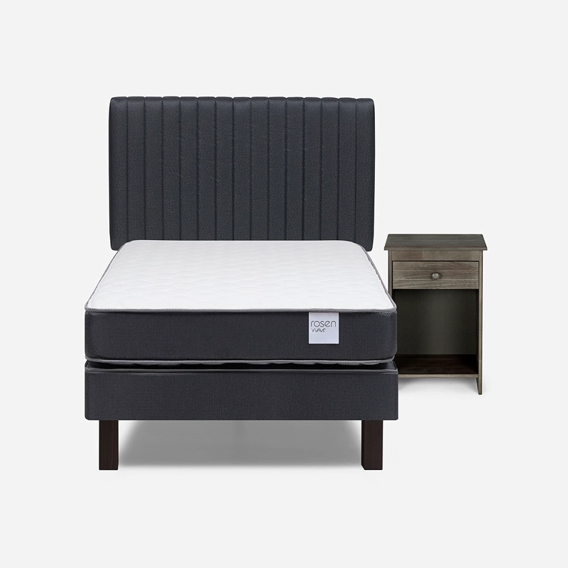 CAMA EUROPEA WAVE 1 PLAZA + RESPALDO LUCIO GRAFITO + VELADOR - 1