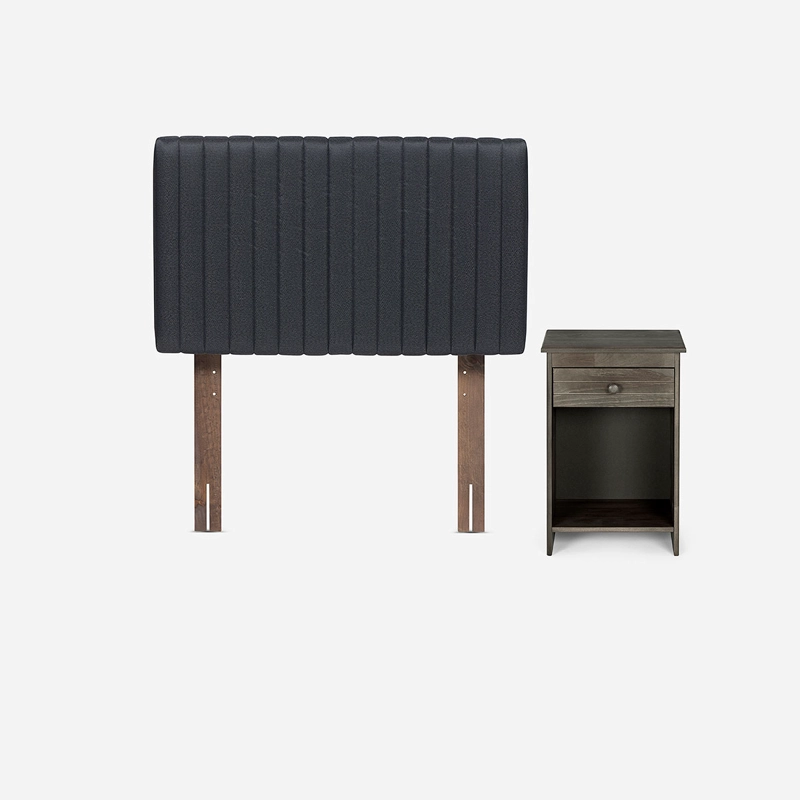 CAMA EUROPEA WAVE 1 PLAZA + RESPALDO LUCIO GRAFITO + VELADOR - 5