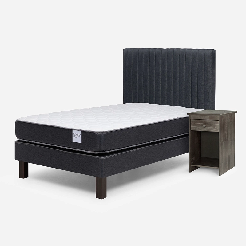 CAMA EUROPEA WAVE 1 PLAZA + RESPALDO LUCIO GRAFITO + VELADOR - 8