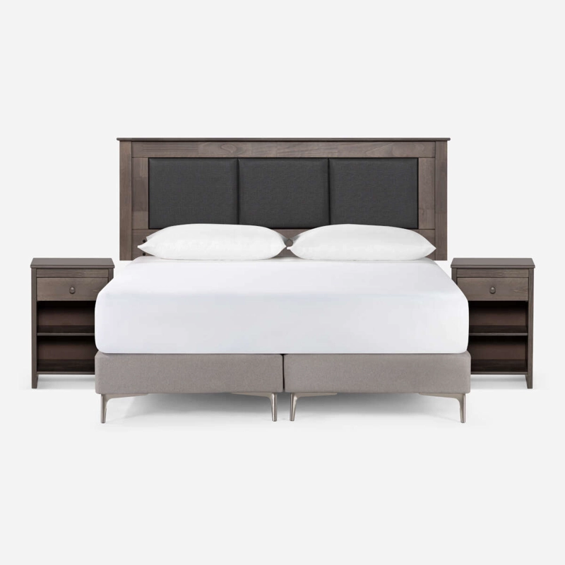 RESPALDO + VELADORES RACHEL 2 PLAZAS MADERA GRIS - 6