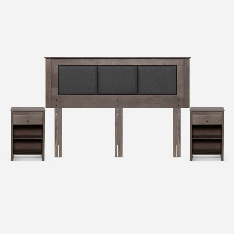 RESPALDO + VELADORES RACHEL KING MADERA GRIS - 1